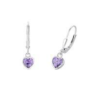 Prinzessin Lillifee Boucles d'oreilles en argent 925 Sterling pour enfants, avec zirconium synthétisé, 2,1 cm, argent, cœur, Livré dans une boîte cadeau, 2036430