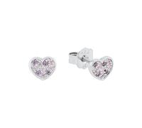 Prinzessin Lillifee Boucles d'oreilles en argent 925 Sterling pour enfants, avec zirconium synthétisé, 0,5 cm, violet, coeur, Livré dans une boîte cadeau, 2027218