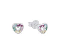 Prinzessin Lillifee Boucles d'oreilles en argent 925 Sterling pour enfants, avec zirconium synthétisé, 0,6 cm, argent, cœur, Livré dans une boîte cadeau, 2031166