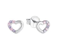 Prinzessin Lillifee Boucles d'oreilles en argent 925 Sterling pour enfants, avec zirconium synthétisé, 0,5 cm, violet, coeur, Livré dans une boîte cadeau, 2021106
