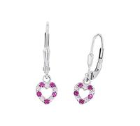 Prinzessin Lillifee Boucles d'oreilles en argent 925 Sterling pour enfants, avec zirconium synthétisé, 2,1 cm, argent, coeur, Livré dans une boîte cadeau, 9082650