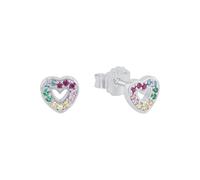 PRINZESSIN LILLIFEE - Boucles d'Oreilles pour Fille en Argent 925 - avec Zircone - Clou d'Oreille en Forme de Cœur