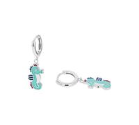 PRINZESSIN LILLIFEE - Boucles d'Oreilles pour Fille en Argent 925 - avec Zircone - Créole en Forme Hippocampe - PLI-E0022
