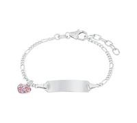 Prinzessin Lillifee Bracelet d'identification en argent 925 Sterling pour les filles et les enfants, avec Preciosa, 12+2 cm, argent, cœur, Livré en boîte cadeau, 2021115