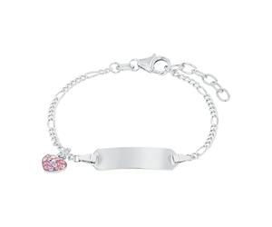Prinzessin Lillifee Bracelet d'identification en argent 925 Sterling pour les filles et les enfants, avec Preciosa, 12+2 cm, argent, cœur, Livré en boîte cadeau, 2021115