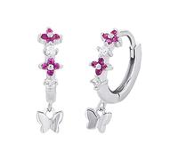 Prinzessin Lillifee Créoles 925 en argent sterling pour filles Boucles d'oreilles pour enfants, avec zirconium synthétisé, 1,6 cm, rose, papillon, Livrées dans une boîte cadeau de bijoux, 2027893
