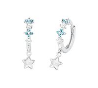 Prinzessin Lillifee Créoles en argent 925 Sterling pour filles Boucles d'oreilles pour enfants, avec zirconium synthétisé, 16 cm, argent, étoile, Livrées dans une boîte cadeau de bijoux, 2034012