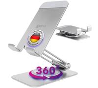 Prio Support de téléphone portable rotatif à 360° en métal - Réglable et pliable et portable - La solution parfaite pour les smartphones et les tablettes
