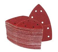 Prio-Triangles de Ponçage │ 50 pièces │ 11 trous │ 105 x 152 mm │ grain 60 │ pour ponceuses multiples │ Feuilles Abrasives │ Papier Abrasif