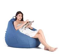 PRIOKNIKO Bean Bag Lazy Canapés Sacs De Fèves Unique Dossier Chaises Tatami Tapis De Fèves Sacs Chaises sans Doublure Xxxl-120 * 160Cm Bleu Foncé (Pas De Remplissage)