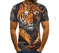 PRIOKNIKO T-Shirt Impression Numérique 3D Lion Tiger À Manches Courtes Et Col Rond,Jj-11,5XL