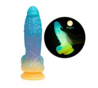 Priolesoder luminous Fantasy Dildo Silicone Anal Monster Dildo Huge Thick Long Realistic Dragon Dildo, Gildo géant à succion douce pour les femmes, Flexible Big Strap-on for Anal G-Spot Play (L)