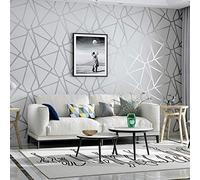 Prior.choice Rouleau de papier peint intissé texturé en relief pour chambre à coucher, salon, bleu, doré, argenté, motif géométrique abstrait, 10 x 0,53 m (l x L) = 5,3 ㎡ (gris argenté)