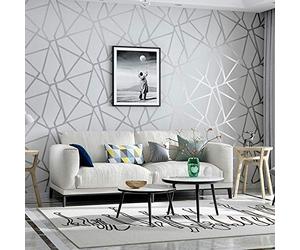 Prior.choice Rouleau de papier peint intissé texturé en relief pour chambre à coucher, salon, bleu, doré, argenté, motif géométrique abstrait, 10 x 0,53 m (l x L) = 5,3 ㎡ (gris argenté)