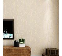 Prior.choice Rouleau de papier peint non tissé texturé 3D moderne brillant 5 couleurs de luxe abstrait gaufré floqué texturé pour chambre à coucher, salon, 5,3 m l x 32,8 m L = 5,3 ㎡ (doré)