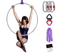 PRIOR FITNESS Kit de cerceau aérien Lyra Hoop de qualité supérieure 85 cm/90 cm/95 cm, entièrement testé 200 kg/500 lbs, anneau de danse aérienne sans point, pour yoga, acrobatices, gymnastique