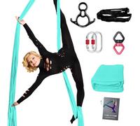 PRIOR FITNESS Kit de démarrage en soie aérienne de 18,1 m avec matériel et guide pour tous les niveaux de pratique du yoga aérien et vol acrobatique pour adultes