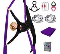 PRIOR FITNESS Kit de démarrage en soie de 9 m, hamac uni avec matériel et instructions pour tous les niveaux d'exercices de yoga et de vol acrobatique pour adultes
