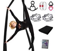 PRIOR FITNESS Kit de démarrage en soie de 9 m, hamac uni avec matériel et instructions pour tous les niveaux d'exercices de yoga et de vol acrobatique pour adultes