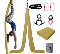 PRIOR FITNESS Kit de démarrage en soie de yoga aérien de 13 m avec matériel et guide pour tous les niveaux de pratique du yoga aérien et vol acrobatique pour adultes
