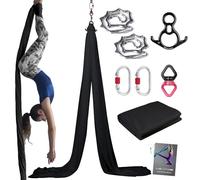 PRIOR FITNESS Kit de démarrage en soie de yoga aérien de 9 m avec matériel et guide pour tous les niveaux de pratique du yoga aérien et vol acrobatique pour adultes