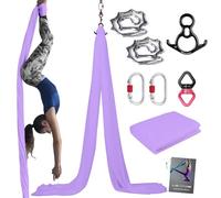 PRIOR FITNESS Kit de démarrage en soie de yoga aérien de 9 m avec matériel et guide pour tous les niveaux de pratique du yoga aérien et vol acrobatique pour adultes
