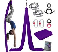 PRIOR FITNESS Kit de démarrage en soie de yoga aérien de 9 m avec matériel et guide pour tous les niveaux de pratique du yoga aérien et vol acrobatique pour adultes
