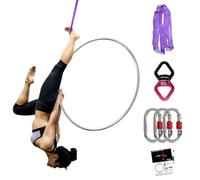 PRIOR FITNESS Lyra Kit d'anneau d'antenne professionnel en acier inoxydable 90 cm avec accessoires complets de gréement (argent, diamètre
