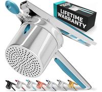 PriorityChef Presse-purée et presse-purée en acier inoxydable robuste 425,2 g Gadget de cuisine pour purée de pommes de terre parfaite - À tout moment, argent et turquoise