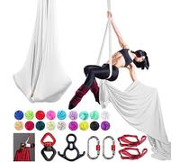 PRIORMAN Aerial Silks - Hamac de yoga Ariel de haute qualité - Tissu à faible élasticité - Kit de démarrage de yoga pour la maison - Équipement aérien pour tous les niveaux de compétence