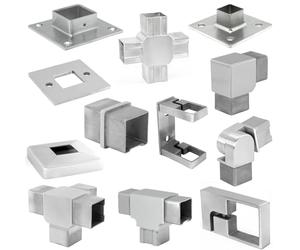 PRIOstahl Collier de fixation mural rectangulaire, pour tuyaux x 1 pièce, Ø 40 x 40 x 2 mm, pour tubes carrés, main courante, rampe, escaliers pour la fixation murale, en acier inoxydable V2A