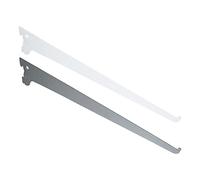 PRIOstahl® Lot de 10 supports d'étagère pour rail mural 1 rang/2 rangs Blanc/argent Système d'étagères métalliques