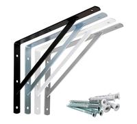 PRIOstahl Lot de 10 supports d'étagère robustes - 330 x 500 mm - Noir - Équerre d'étagère Heavy Duty - Console d'angle pour charges lourdes - Avec vis et chevilles