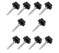 PRIOstahl Lot de 10 vis de blocage, à poignée étoile, M6 x 50 mm, à tête étoile, vis moletée, comme support et fixation, avec filetage extérieur en acier
