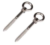 PRIOstahl Lot de 2 boulons à œil avec filetage à bois - Dimensions : 6 x 60 mm - Pour la fixation pour bois, maçonnerie, câble métallique - En acier inoxydable V4A