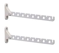 PRIOstahl Lot de 2 crochets pliants - 310 mm - Blanc - Crochets porte-manteaux - Montage mural - Charge maximale : 5 kg - Porte-vêtements - Porte-manteau - En acier et plastique - Peu encombrant