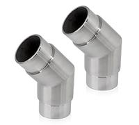 PRIOstahl Lot de 2 raccords d'angle à emboîter - Coude à 135° - Diamètre 42,4 mm - Pour tubes ronds, main courante - À emboîter - En acier inoxydable V2A