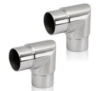 PRIOstahl Lot de 2 raccords d'angle coudés à emboîter - Raccord d'angle tranchant à 90° - Diamètre 42,4 mm - Pour tubes ronds, main courante - À emboîter - Construction de garde-corps - Inoxydable V2A