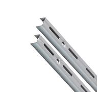 PRIOstahl® Lot de 2 rails muraux porte-équerres d'étagère 1 rangée/2 rangées Blanc/argent