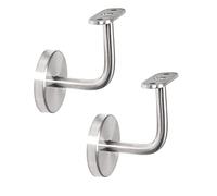 PRIOstahl Lot de 2 supports muraux pour main courante - Fixation murale à 3 trous - Avec rosace de recouvrement plate pour tube carré en acier inoxydable V2A