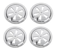 PRIOstahl Lot de 4 grilles de ventilation avec curseur de ventilation, grille d'aération ronde verrouillable ronde Ø 125 mm pour armoire, fumoir, tuyaux de fumoir, en acier inoxydable V2A