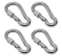 PRIOstahl Lot de 4 mousquetons avec écrou de sécurité - Maillon de chaîne - 10 x 100 mm - Avec sécurité à vis - En acier inoxydable V4A