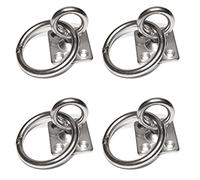 PRIOstahl Lot de 4 plaques oculaires rectangulaires avec émerillon et anneau - 6 x 40 mm x 4 pièces - Fixation de plaque de mât - Support de suspension - Attache - Sac de frappe rotatif à 360° - En