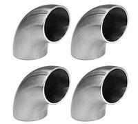 PRIOstahl Lot de 4 raccords de tuyaux coudés à 90° - Diamètre : 42,4 mm - Pour tubes ronds, rampes, rampes - En acier inoxydable V2A