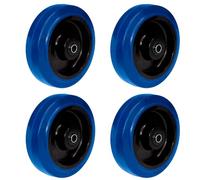 PRIOstahl Lot de 4 roulettes de rechange, bleues, diamètre des roues : 80 mm, pour valises, armoires, palettes, etc. Capacité de charge élevée sans trace en caoutchouc élastique
