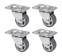 PRIOstahl Lot de 4 roulettes pivotantes pour meuble de rangement de lit,30 mmx4 roulettes grises pivotantes pour meubles, coffre de lit, roulettes en TPE avec plaque de fixation et roulement à billes