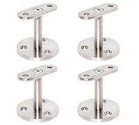 PRIOstahl Lot de 4 supports de main courante plats à visser sur un tube carré avec fixation à 3 trous en acier inoxydable V2A