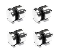 PRIOstahl Lot de 4 supports en verre avec vis M8 + inserts en caoutchouc pour verre de 6 mm à 12,76 mm - Raccord plat pour vitres en plexiglas - Balustrade en acier inoxydable V2A