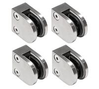 PRIOstahl Lot de 4 supports en verre - Support de plaque de verre - 35 x 29 x 18 mm - Raccord : plat pour verre de 8 mm - Rampe d'escalier en acier inoxydable V2A