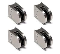 PRIOstahl Lot de 4 supports pour verre 50 x 40 x 26 mm avec goupille de sécurité Raccordement : 42,4 mm pour verre 10,76 mm balustrade d'escalier balcon en acier inoxydable V2A